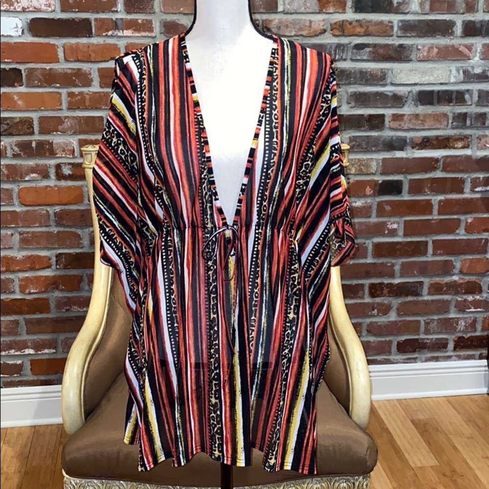 Bold color and animal print swimsuit coverup - Picture 2 of 7